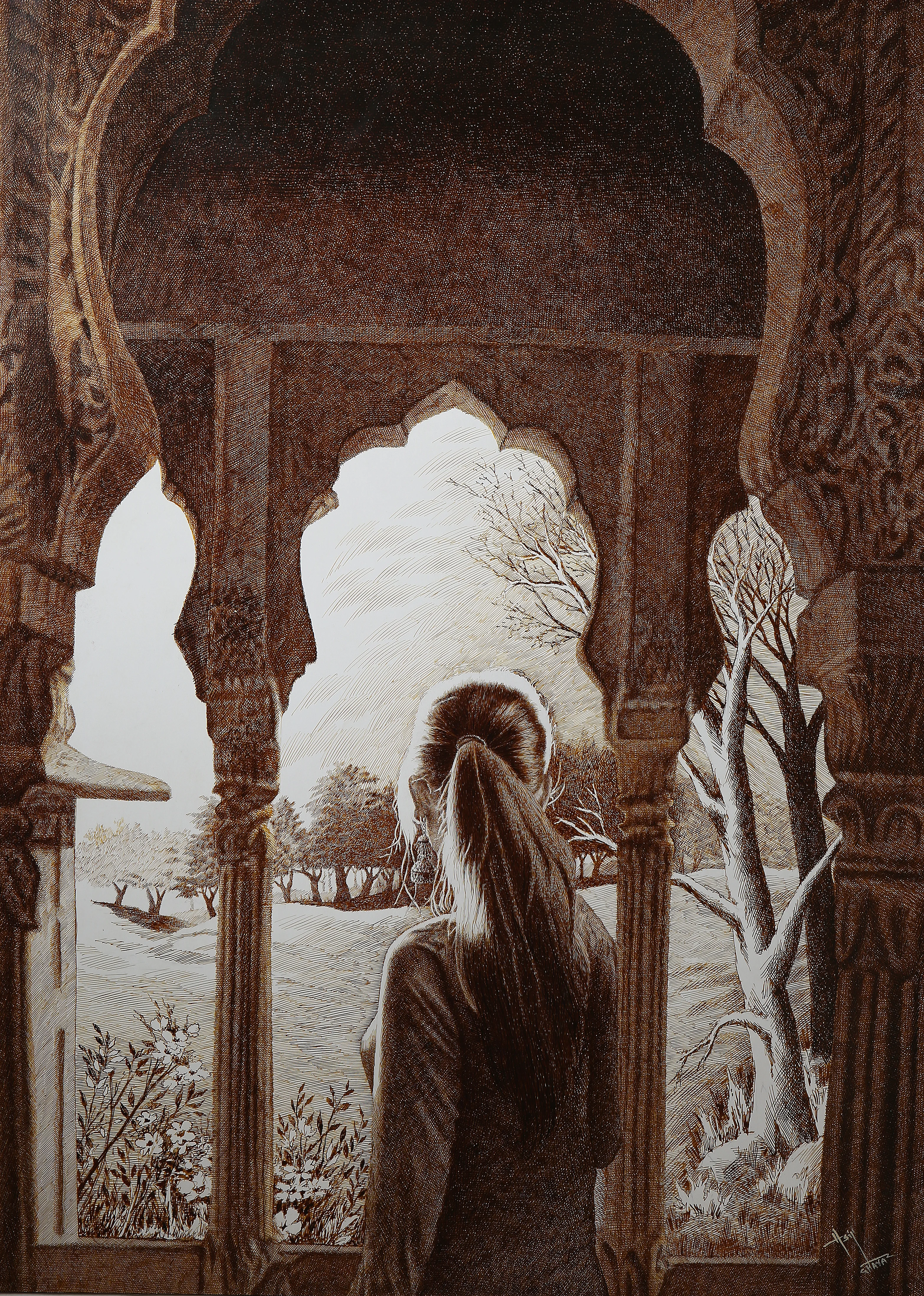 Master piece pen and ink artwork by Asif Ghayaz